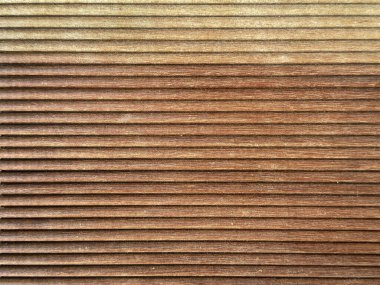 Açık hava ahşap güvertesi için uygun olan doğal kahverengi ahşap döşemeleri kapatın. Katı kahverengi tahta güverte, flüt paneli ve yatay çizgileri var. Kusursuz arkaplan dokusu