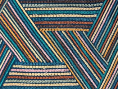 Çapraz dokuma desenli renkli mavi gökkuşağı kumaşını kapat. Grafik arka plan ve kumaş döşeme için uygun. Kusursuz arkaplan dokusu