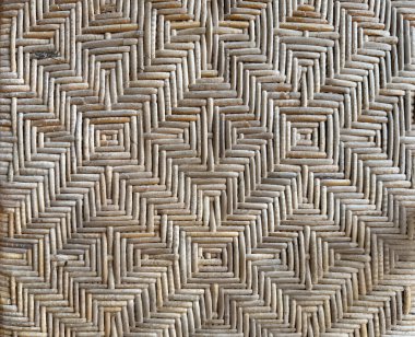 Güzel el dokumasının, sentetik rattan dokusunun doğal kahverengi renklerle, elmas desenli fotoğrafını yakın çekim. Hasır sanatı ya da rattan dokuma sanatı pek çok şekilde şekillenmiştir. Kusursuz doku.