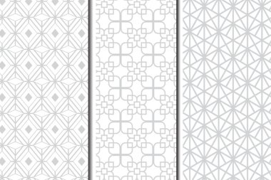 Gri ve beyaz desenli geometrik bir set. Basit vektör grafikleri.