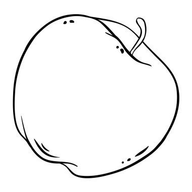 Apple Fruit Outline Illustration. Organik doğal besin maddeleri, vejetaryen diyet ürünleri. Tasarım veya dekorasyon için izole edilmiş vektör.
