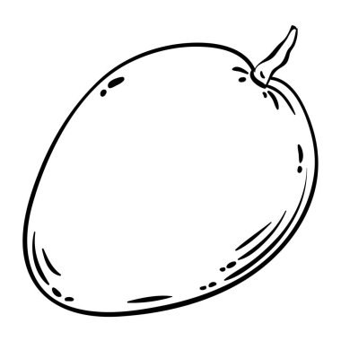 Mango Fruits Outline Illustration dergisi. Organik doğal besin maddeleri, vejetaryen diyet ürünleri. Tasarım veya dekorasyon için izole edilmiş vektör.