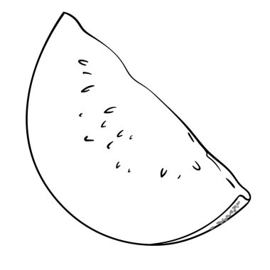 Karpuz Fruit Outline llustration. Organik doğal besin maddeleri, vejetaryen diyet ürünleri. Tasarım veya dekorasyon için izole edilmiş vektör