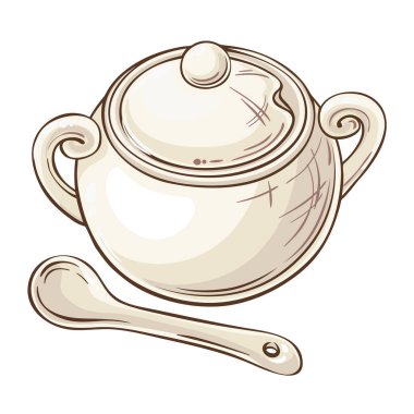 Şeker Kasesi Vektörü Kafeterya, Posterler, Afişler, Kartlar için Ayrıntılı Tasarım ve Dekorasyon Resimleri.