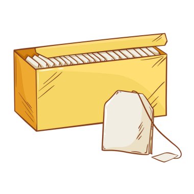 Kafeterya, Posterler, Afişler, Kartlar İçin Ayrıntılı Resimli Çay Paketi