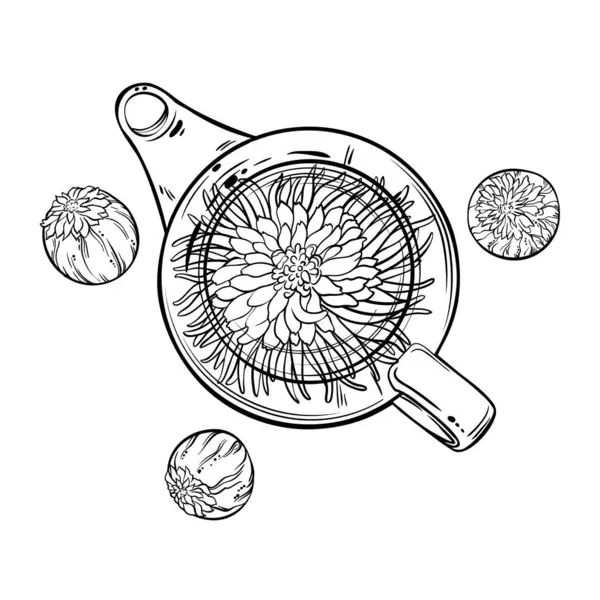 Çiçekli Çay Kafeterya, Posterler, Afişler, Kartlar için Tasarım ve Dekorasyon Çizimi.