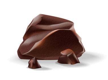 Beyaz arkaplanda Büyük Çikolata Parçacığı, gerçekçi vektör çizimi yakın plan