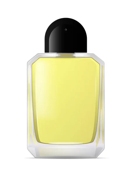 ホワイトバックグラウンドの香水ボトル 現実的なベクターイラストのクローズアップ — ストックベクタ