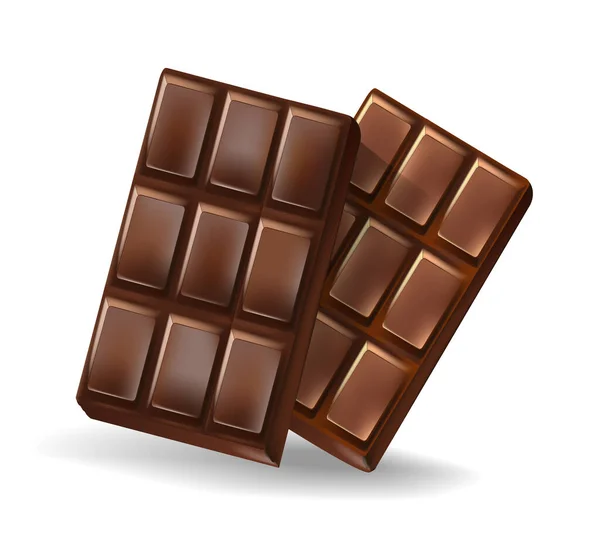 Barras Chocolate Fundo Branco Desenho Animado Ilustração Vetorial Close —  Vetores de Stock