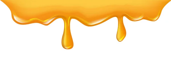 Zoet Stromende Honing Witte Achtergrond Realistische Vector Illustratie Close — Stockvector