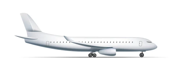 Большой Летающий Самолет Белом Фоне Реалистичная Векторная Иллюстрация Крупным Планом — стоковый вектор