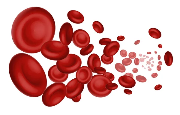 Fließende Rote Blutkörperchen Auf Weißem Hintergrund Realistische Vektorillustration Nahaufnahme — Stockvektor