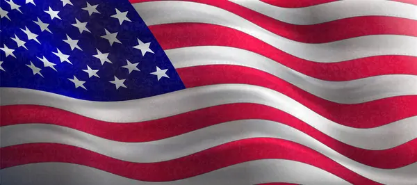 Amerikai Zászló Közelkép Július Ünnepeljük Függetlenség Napja Reális Vektor Illusztráció Stock Vektor