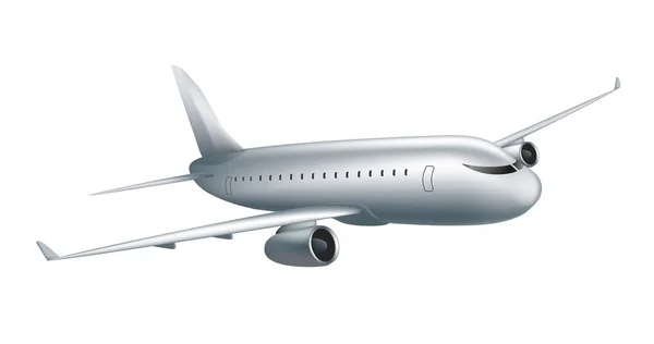 Великий Літаючий Літак Білому Тлі Реалістична Векторна Ілюстрація Крупним Планом Ліцензійні Стокові Вектори