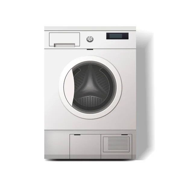 Beyaz Arkaplanda Çamaşır Makinesi Gerçekçi Vektör Illüstrasyonu Yakın Plan Stok Vektör