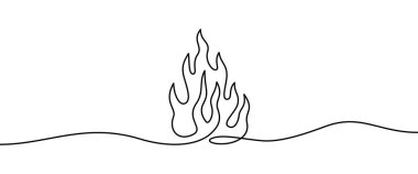 Ateş Alevi şekil çizimi devam eden çizgi, ince çizgi tasarım vektör çizimi, izole