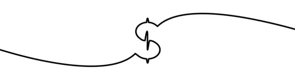 Dollar Symbolzeichnung Durch Durchgehende Linie Designvektorillustration Für Dünne Linien — Stockvektor
