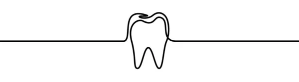 連続ラインによる歯の形状図 薄いライン設計ベクター図 — ストックベクタ