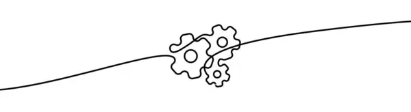 Σχέδιο Σχήματος Mechanic Gears Continuos Line Εικονογράφηση Διανύσματος Λεπτής Γραμμής — Διανυσματικό Αρχείο