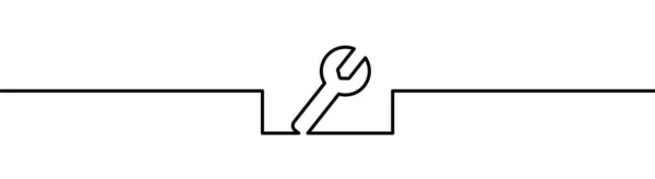 連続ライン 薄いライン設計ベクターのイラストによるレンチの形の図面 — ストックベクタ