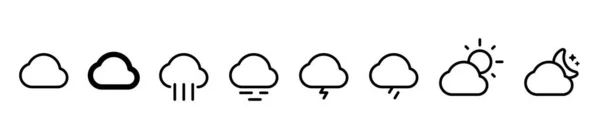 Set Von Formen Der Wolkenlinie Darstellung Des Vektors Für Dünne — Stockvektor