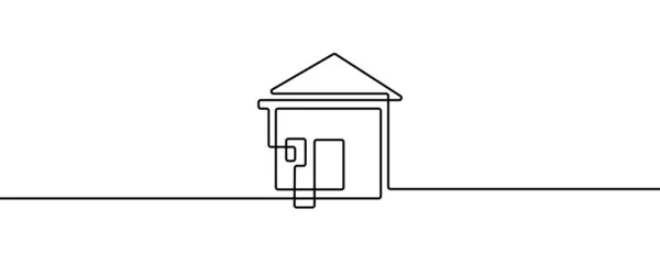 連続したライン 薄いライン設計ベクターのイラストによる家の形のデッサン 隔離される — ストックベクタ