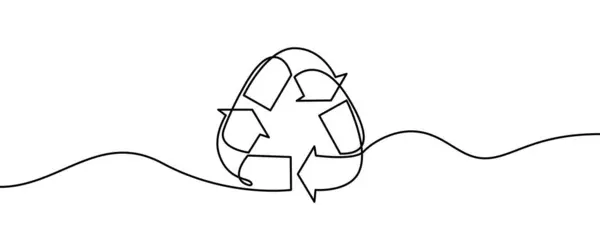 連続ライン 薄いライン設計ベクトル イラストによるリサイクル印の形のデッサン 隔離される — ストックベクタ