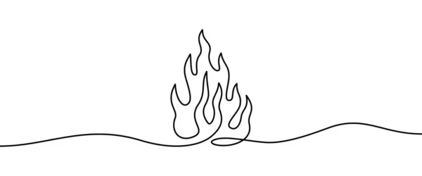 Feuer Flammenform Zeichnung Durch Durchgehende Linie Dünne Linie Design Vektor — Stockvektor