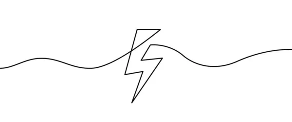 Energie Blitz Form Zeichnung Durch Durchgehende Linie Dünne Linie Design — Stockvektor