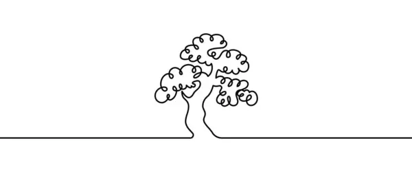 Devamlılık Çizgisi Ile Ağaç Şekli Ince Çizgi Tasarım Vektör Çizimi — Stok Vektör