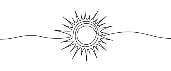 Σχεδίαση Ηλιακού Σχήματος Από Συνεχή Γραμμή Εικόνα Διανύσματος Λεπτής Γραμμής — Διανυσματικό Αρχείο