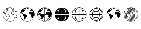 Reihe Von Linienformen Des Planeten Erde Darstellung Des Vektors Für — Stockvektor