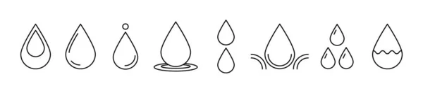 Set Water Drop Vonal Alakzatok Vékony Vonal Design Vektor Illusztráció — Stock Vector