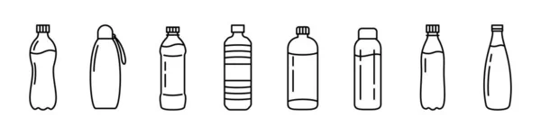 Set Von Wasserflaschen Linien Formen Dünne Linie Design Vektor Illustration — Stockvektor