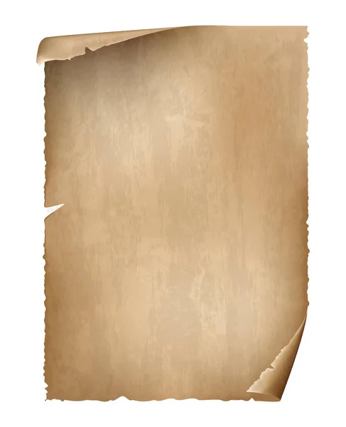 Старовинний Лист Паперу Білому Тлі Реалістична Векторна Ілюстрація Старовинна Концепція Ліцензійні Стокові Вектори
