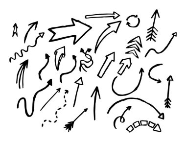 Uygulamalar ve web için satır Okları kümesi, ince çizgi tasarım vektör illüstrasyonu