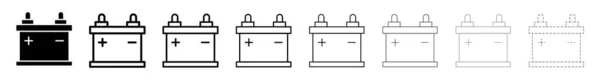 Set Der Autobatterie Verschiedene Linienformen Dünne Liniendesign Vektor Illustration — Stockvektor