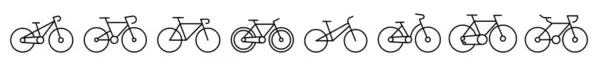 Набір Велосипедів Різних Форм Лінії Тонка Лінія Дизайну Векторні Ілюстрації — стоковий вектор