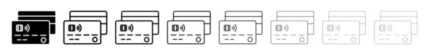 Set Der Kreditkarte Verschiedene Linienformen Abbildung Des Designvektors Für Dünne — Stockvektor
