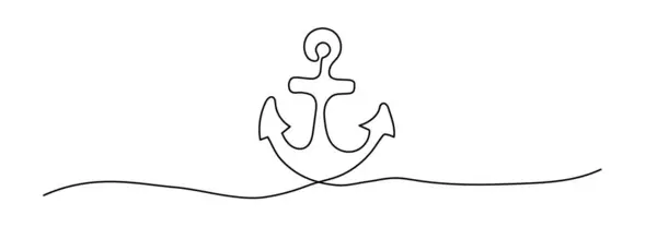 Σχέδιο Σχήματος Άγκυρας Πλοίου Συνεχή Γραμμή Εικόνα Διανύσματος Λεπτής Γραμμής — Διανυσματικό Αρχείο