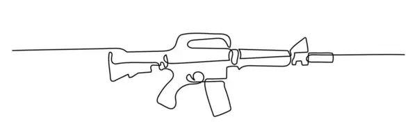 Військовий Кулеметний Малюнок Форми Безперервної Лінії Тонка Лінія Проектування Векторні — стоковий вектор