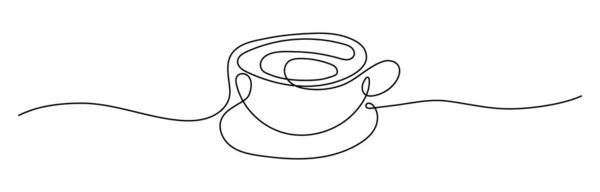 Coffee Cup Drawing Continuous Line Thin Line Design Vector Illustration — Stock Vector