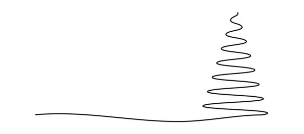 Рождественская Елка Рисунок Формы Непрерывной Линии Тонкая Линия Дизайн Вектор — стоковый вектор