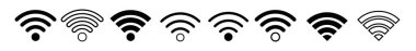 Wi-Fi sembol şekilleri kümesi, ince çizgi tasarım vektör illüstrasyonu