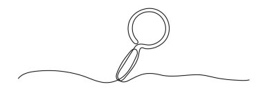 İnce çizgi tasarım vektörü illüstrasyonunda sürekli bir çizgi ile büyütme Glass şekli çizimi