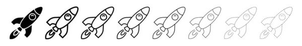 Set Der Rocket Line Shapes Darstellung Des Dünnlinien Designvektors — Stockvektor