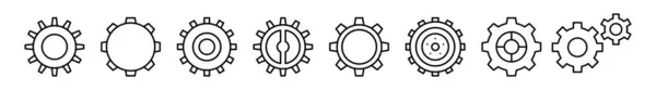 Mekanik Gears Çizgi Şekilleri Ince Çizgi Tasarım Vektör Çizimi — Stok Vektör