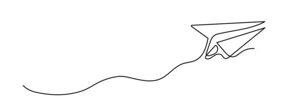 Flying Paper Dibujo Forma Avión Por Una Línea Continua Ilustración — Vector de stock