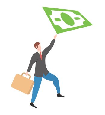 Saydam bir arkaplanda izole edilmiş iş konsepti, düz tasarım vektör çizimi, grafik ve web tasarımı için