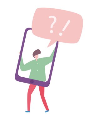 Şeffaf arkaplan, düz tasarım vektör illüstrasyonunda Sosyal Medya İletişim kavramı